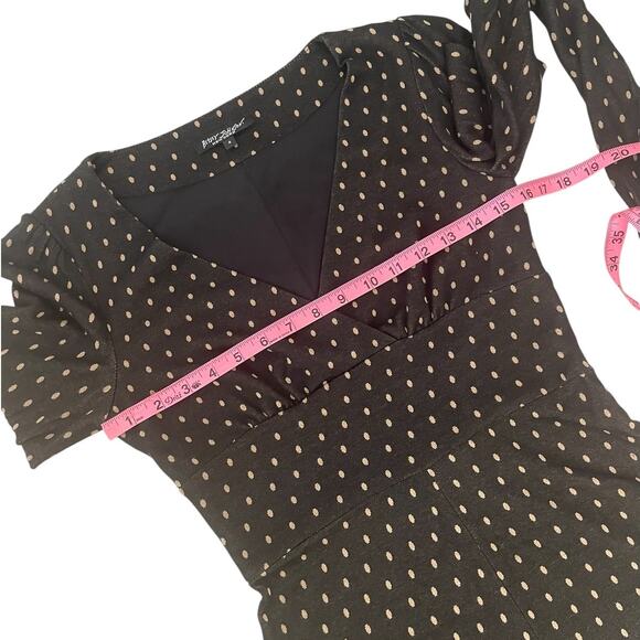 Vintage Betsey Johnson Polka Dot Fit & Flare Midi Dress Retro Pinup Brown Size 4 - Picture 11 of 15